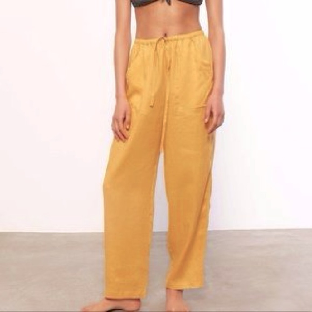 Mara Hoffman yellow linen pants XS